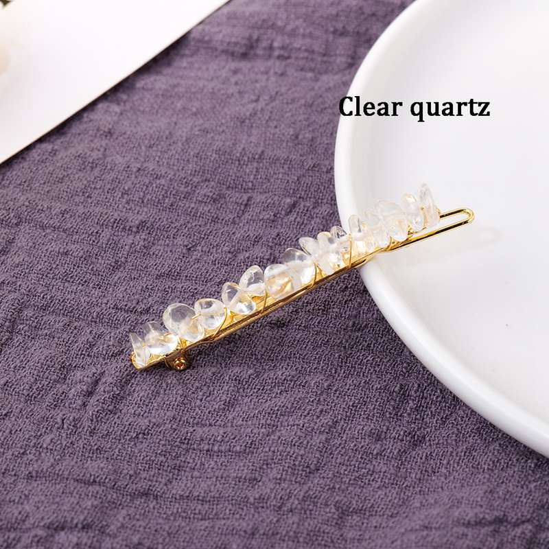 Natural Quartz Braided Hair Clip Crystal Crushed Stone Bobby Pins Headwear Decor