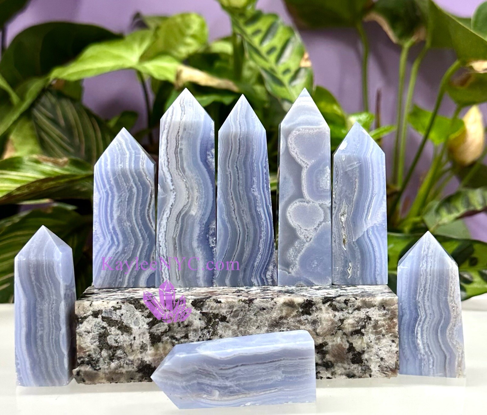 Wholesale Lot 1 Lb Natural Blue Lace Agate Obelisk Tower Point Crystal