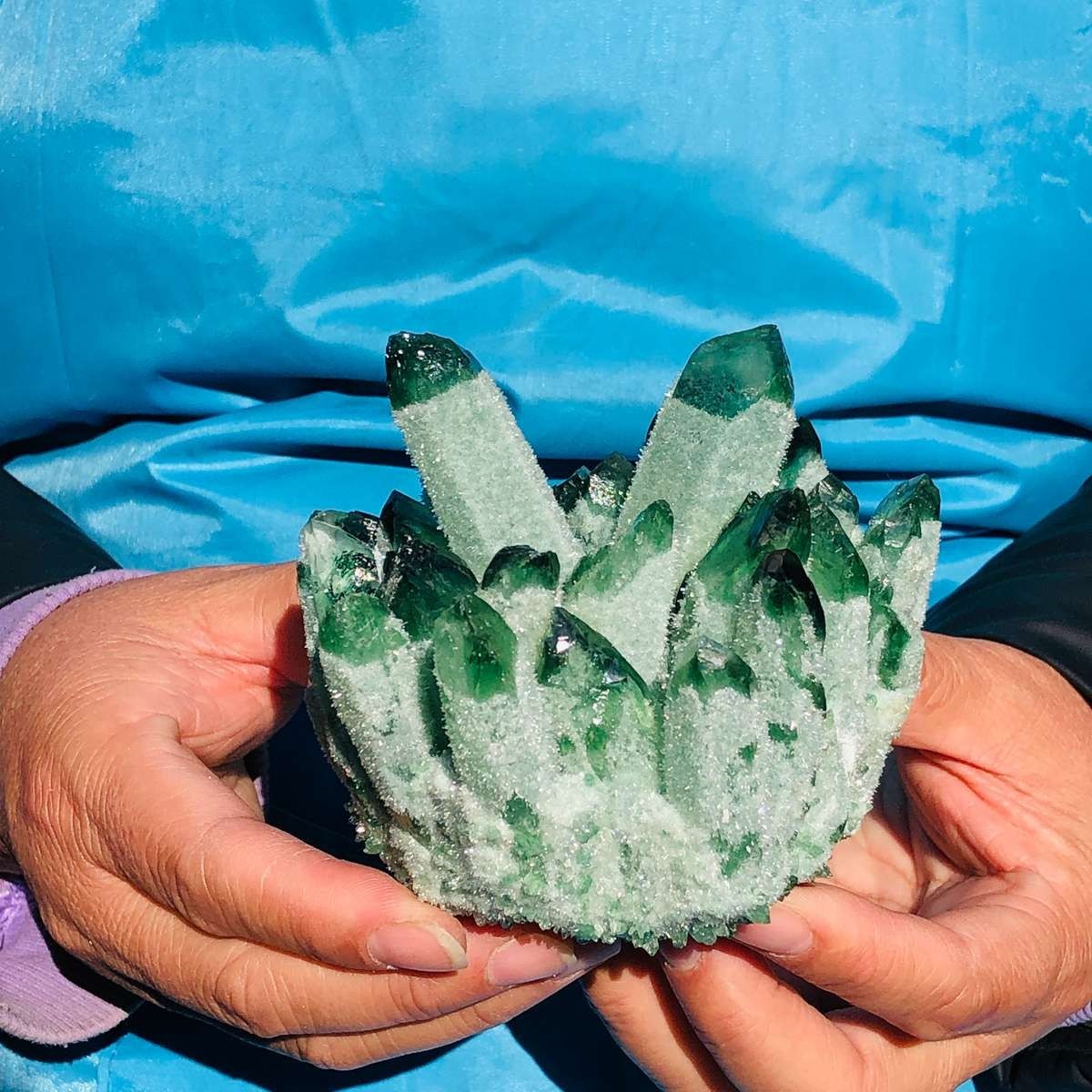 2 piece Lab-Grown Green Crystal Clusters Healing Energy Home Decor 3.03LB