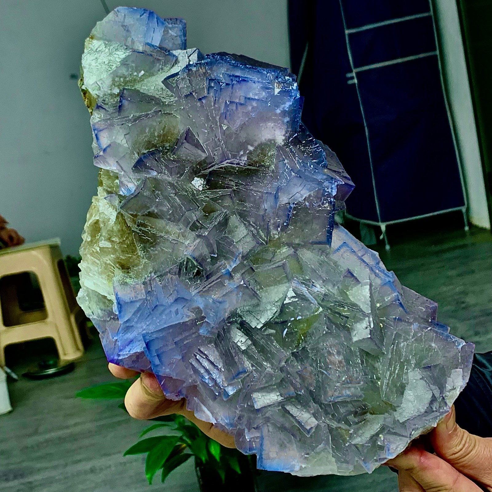 9.57LB Natural purple QR code fluorite cubic crystal mineral specimen