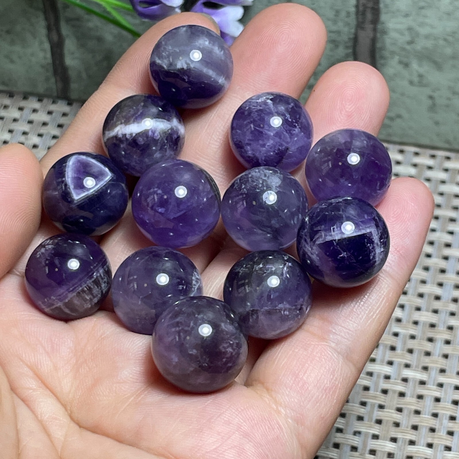12PCS Dreamy Amethyst stone Ball Sphere Reiki decoration specimen F1