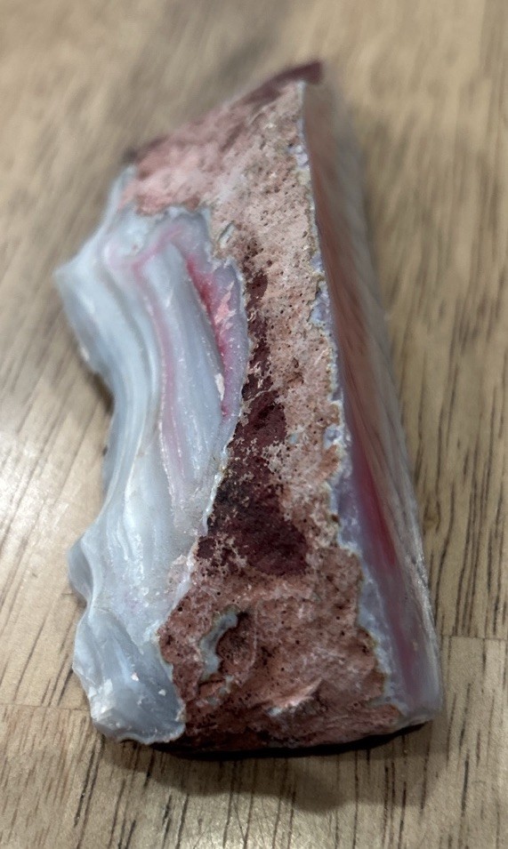 Pink Banded Agate Slice Geode from Brazil (5x2x1 Inches 7oz Approx)