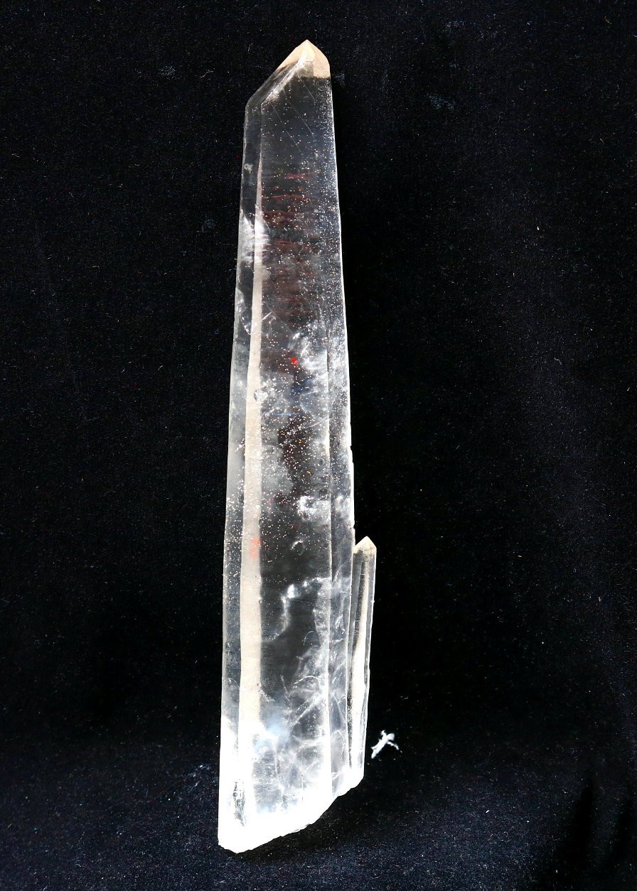 Natural transparent “blue needle pyramid” crystal iron ore mineral specimen