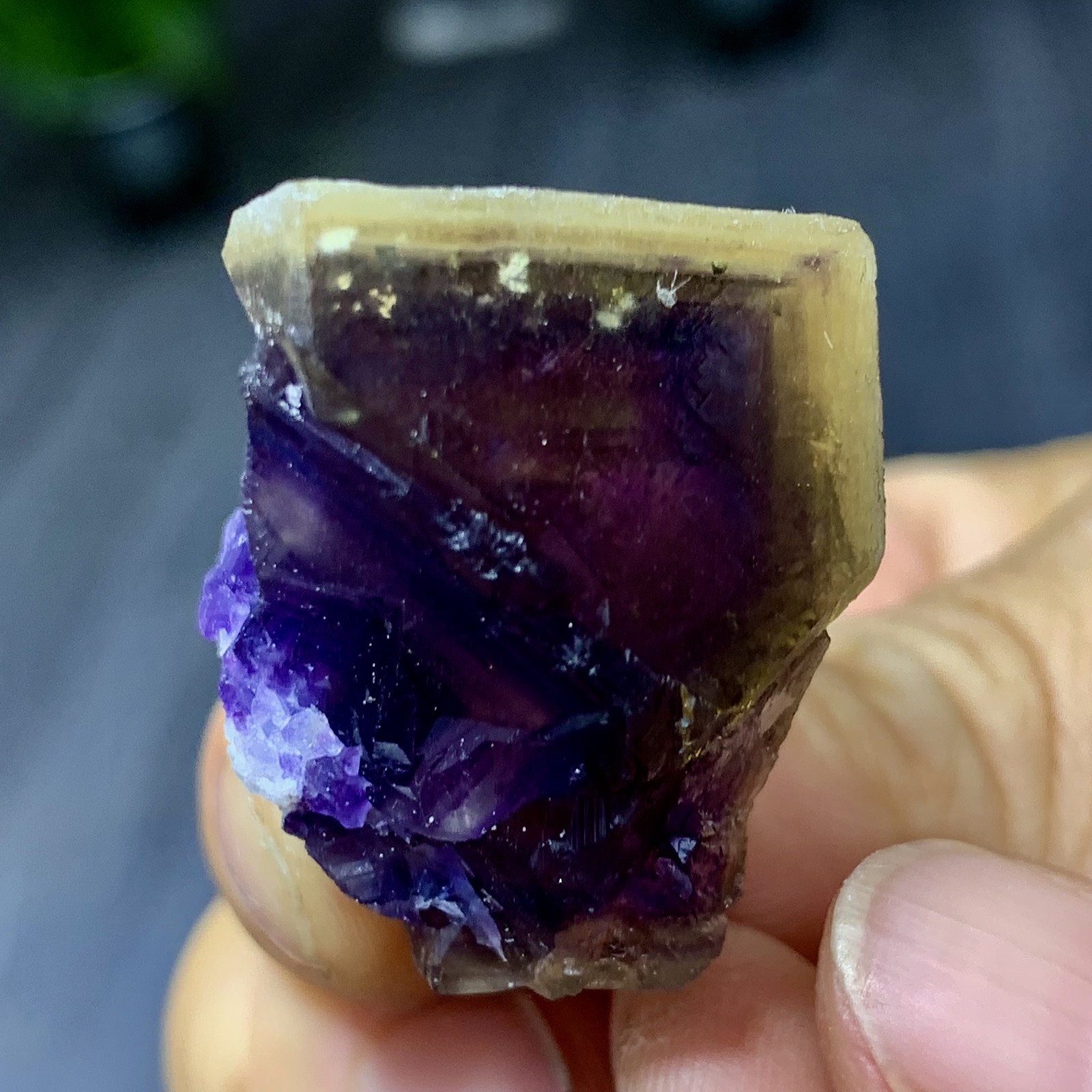 23G Rare transparent purple cubic fluorite mineral crystal sample/China