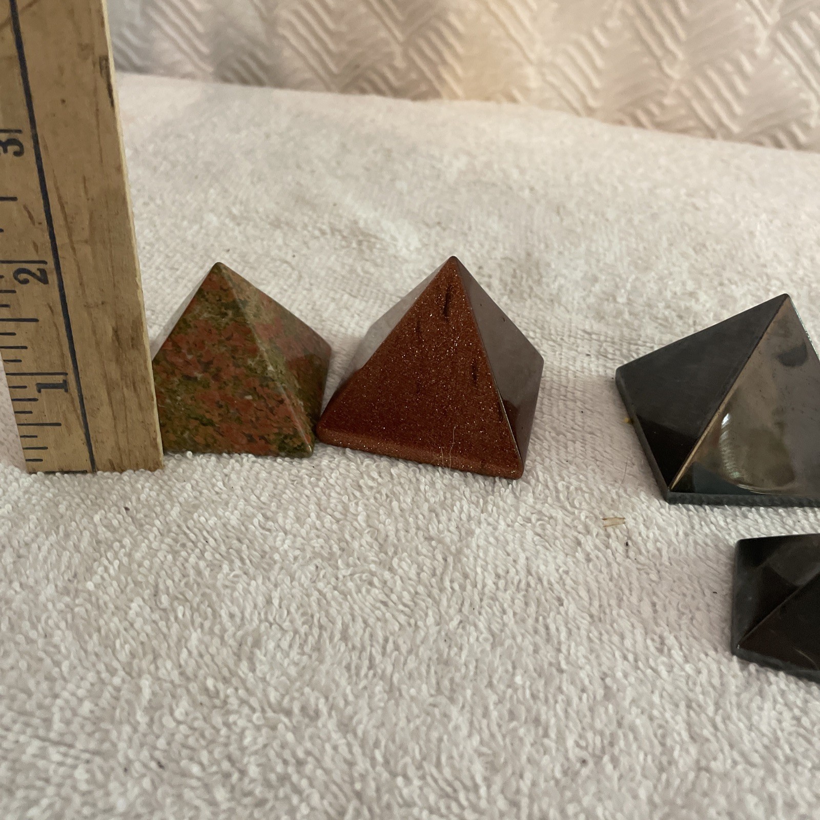 Polished Lot Of 5 Stone Pyramid Paperweight Egyptian Egypt mystic library travel