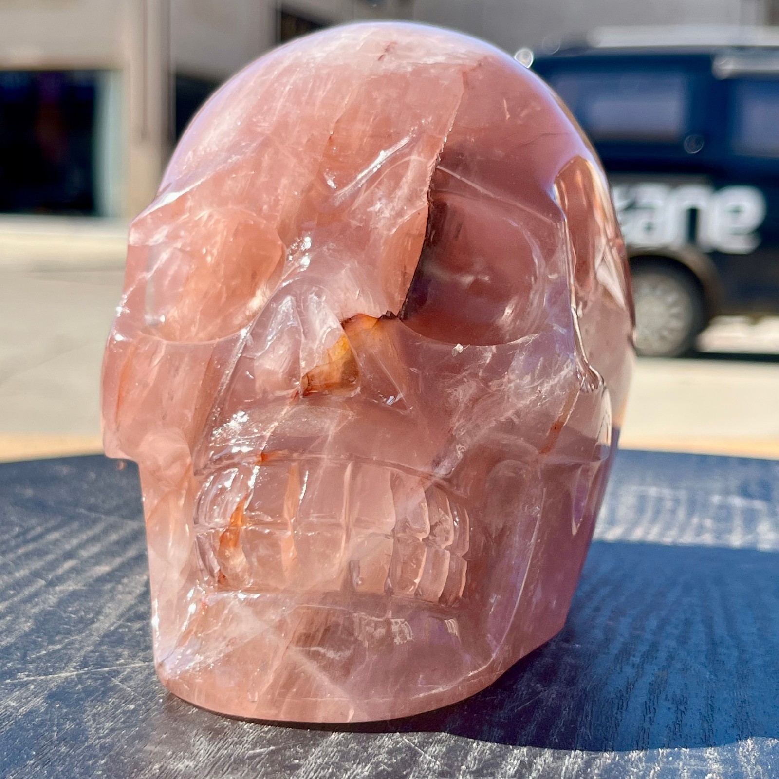 Natural Red Agate Skull Carved Crystal Head Reiki Healing Decor 3.9 lb
