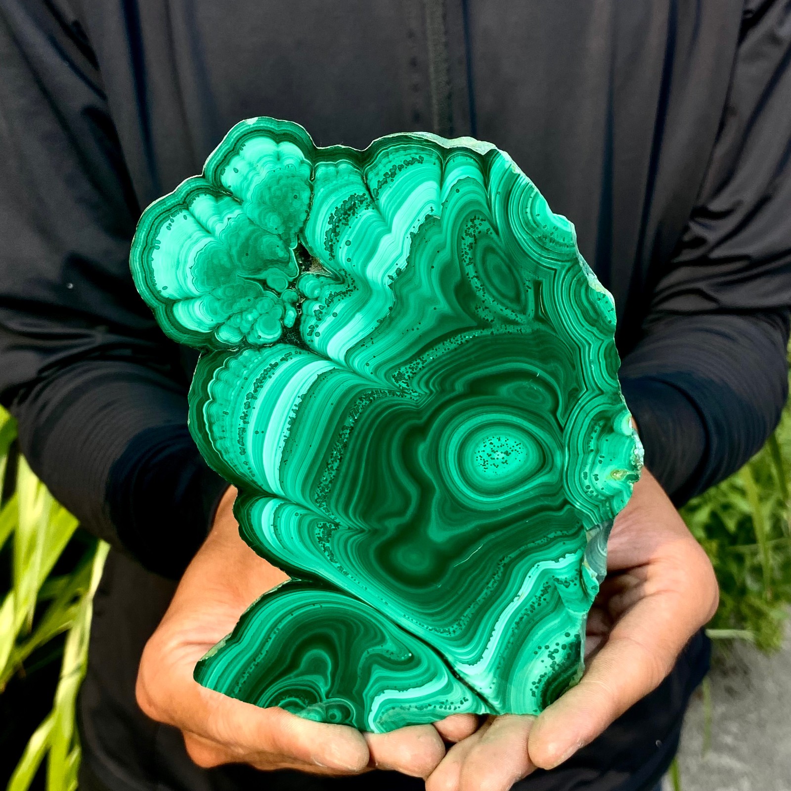 1.58LB Natural Green Malachite Slab Quartz Crystal Slice Ore Specimen Healing