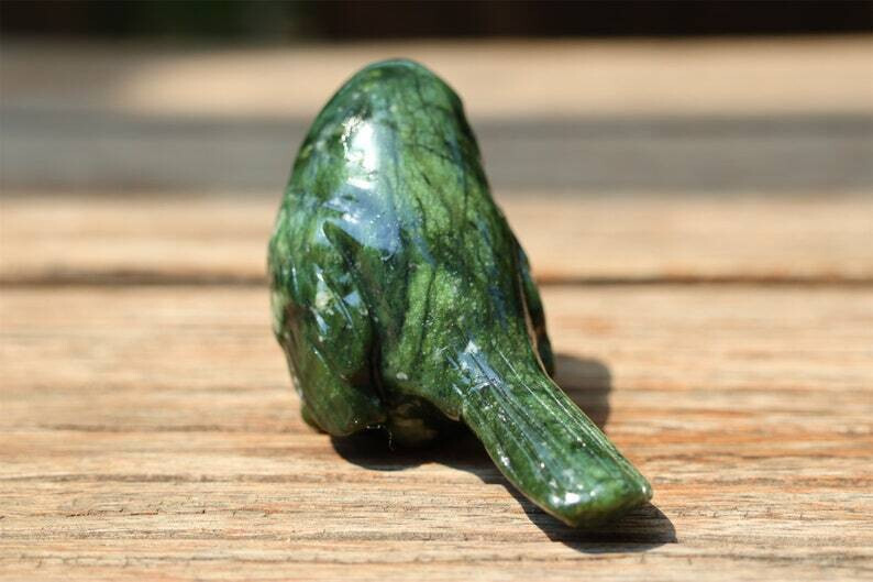 1pc Natural Green Jade Quartz Carved Bird Skull Crystal Reiki Decor Gift 2.4”