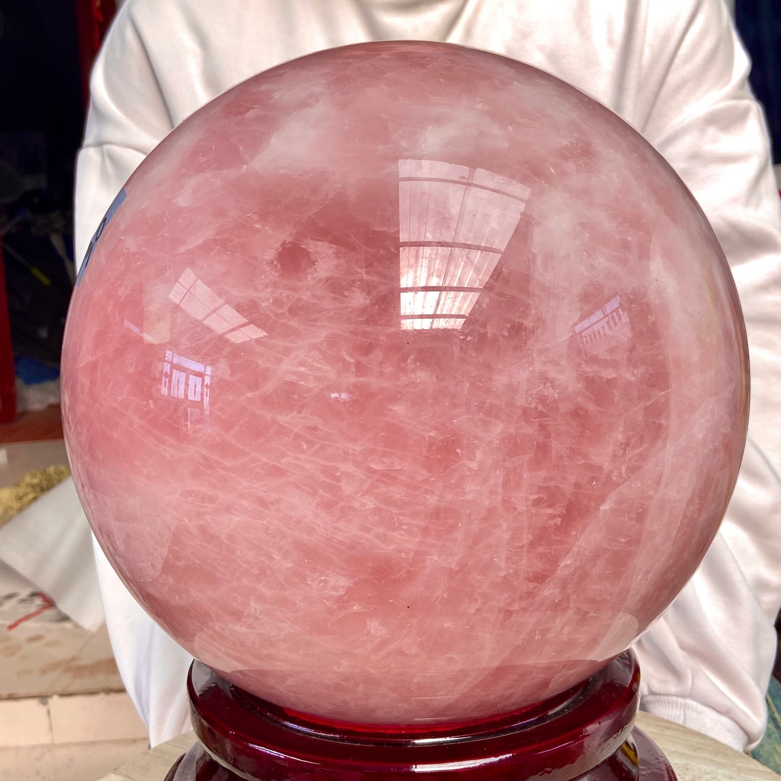 66.13LB Natural Crystal Pink Rose Chakra Quartz Sphere healing ball Specimen