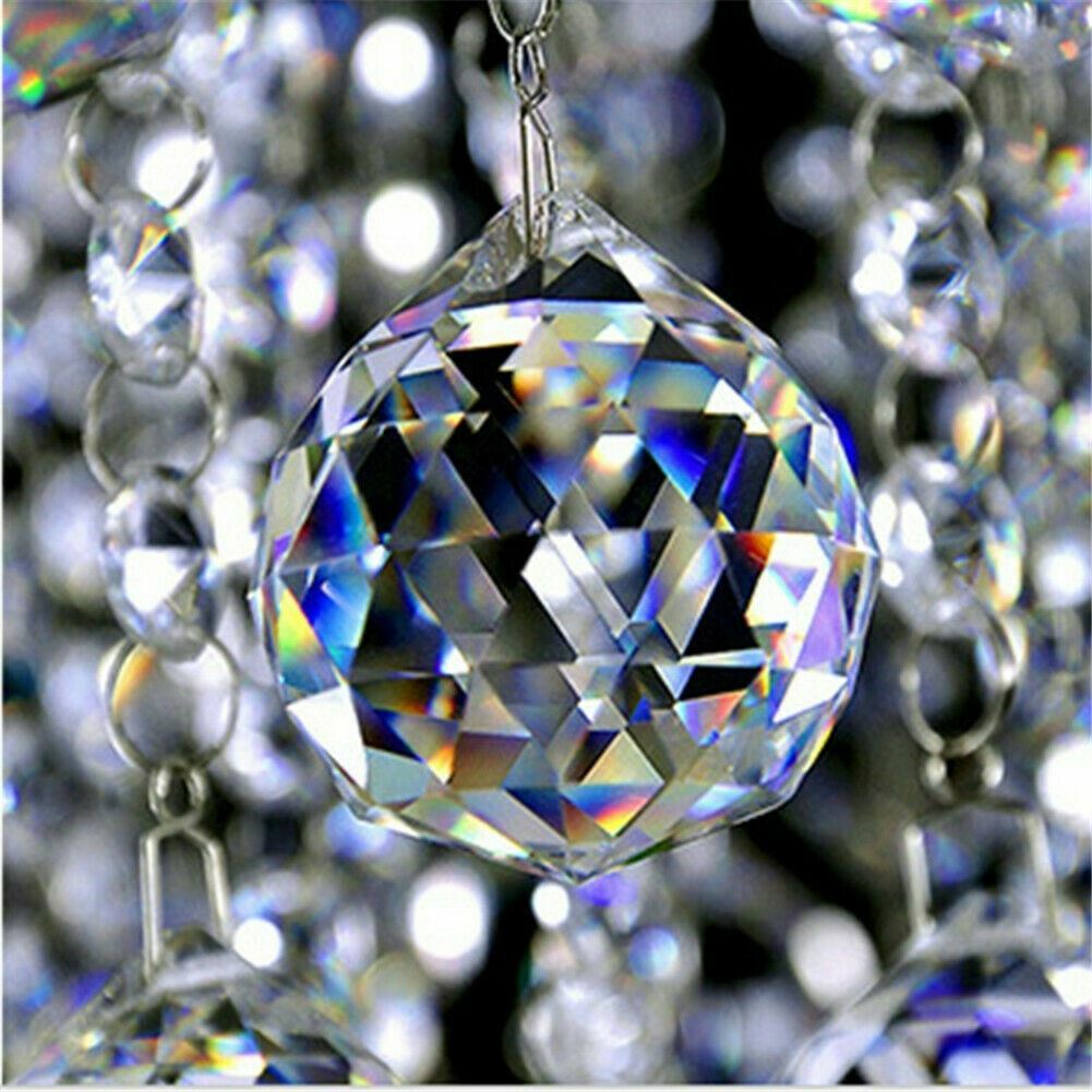 K9 FENG SHUI HANGING CRYSTAL BALL Clear Faceted Sphere Sun Catcher Rainbow Prism