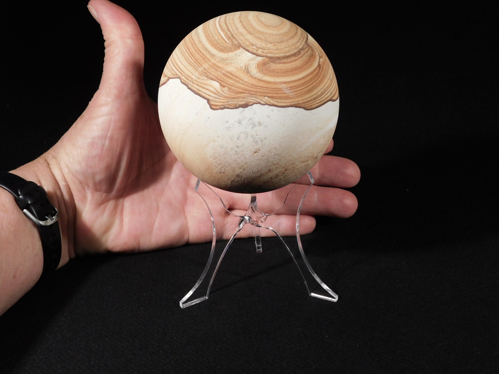 Sphere Display Stand Three Post Clear Lucite Large Size TT13