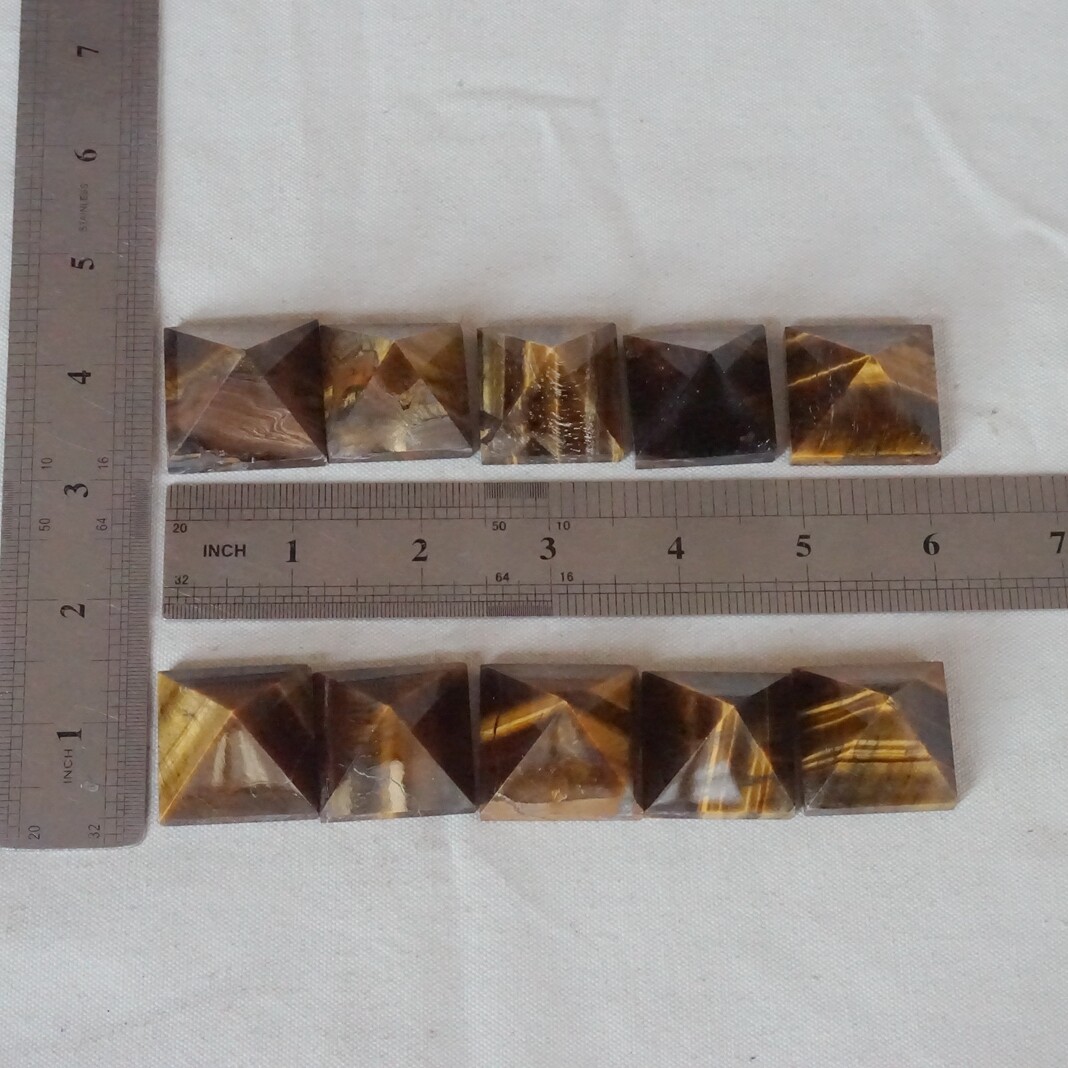 0.5LB 10Pcs Natural Tiger Eye Quartz Crystal Pyramids Points Polished Healing