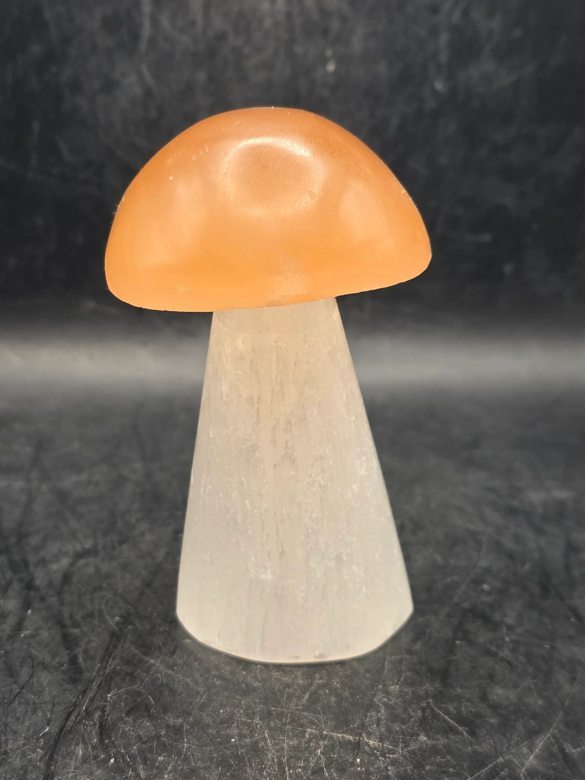 Medium Peach top selenite mushroom! 3 inches tall!