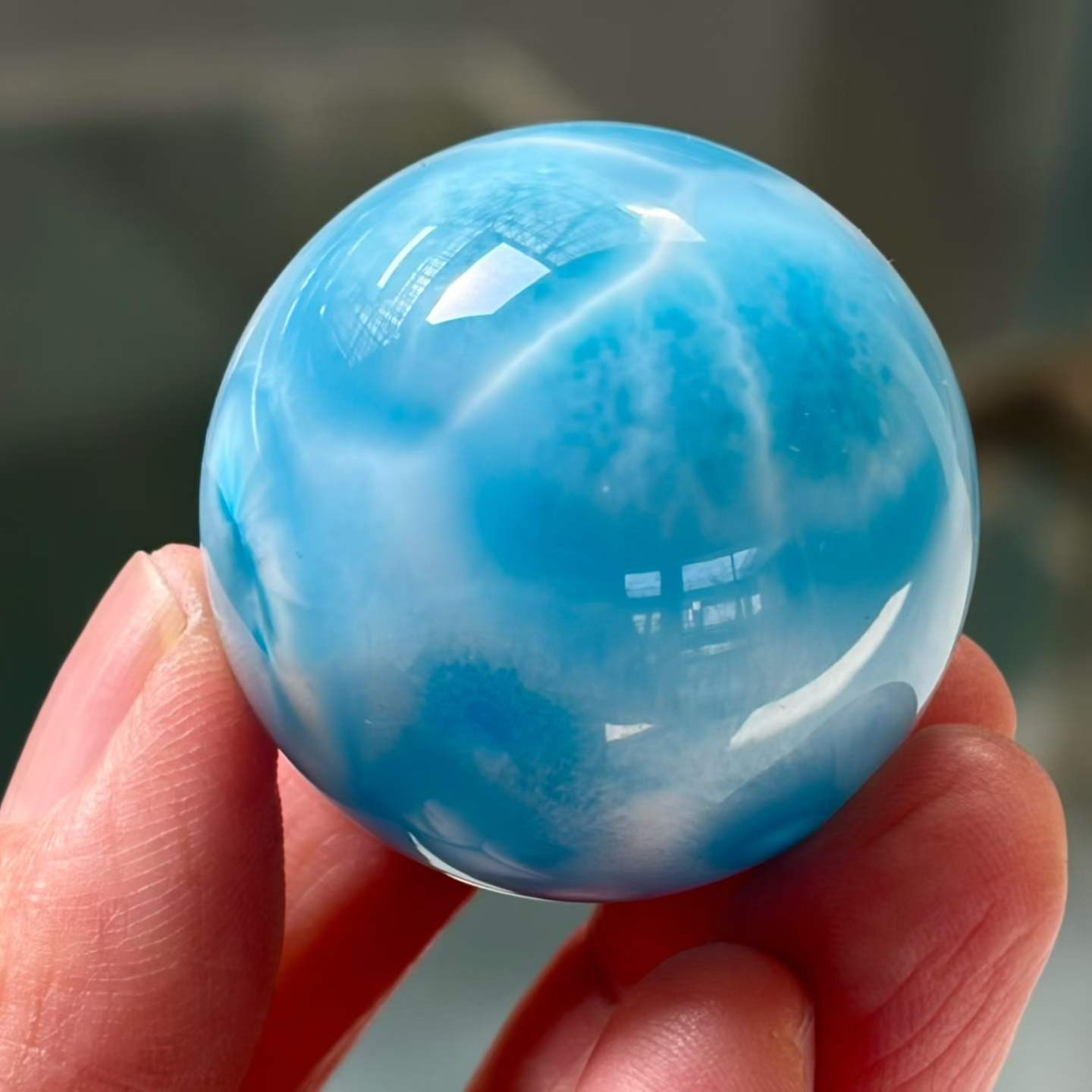 36mm Natural Larimar Gemstone sphere quartz polished ball Reiki energy