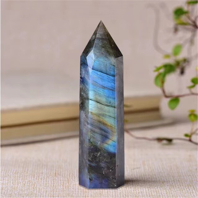 3.15″-3.54″ Natural Labradorite Crystal Tower Healing Crystal Obelisk Reiki Gift