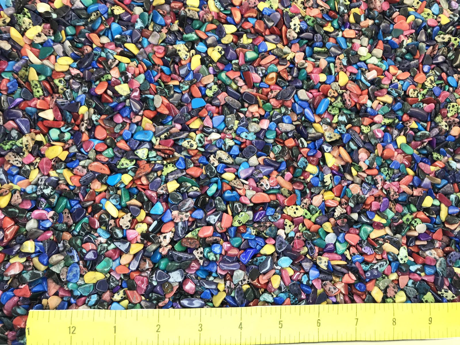 Gemstone Mix Dyed XX-Small (1/4-3/8″) polished mixed gemstones. 1/2 lb.
