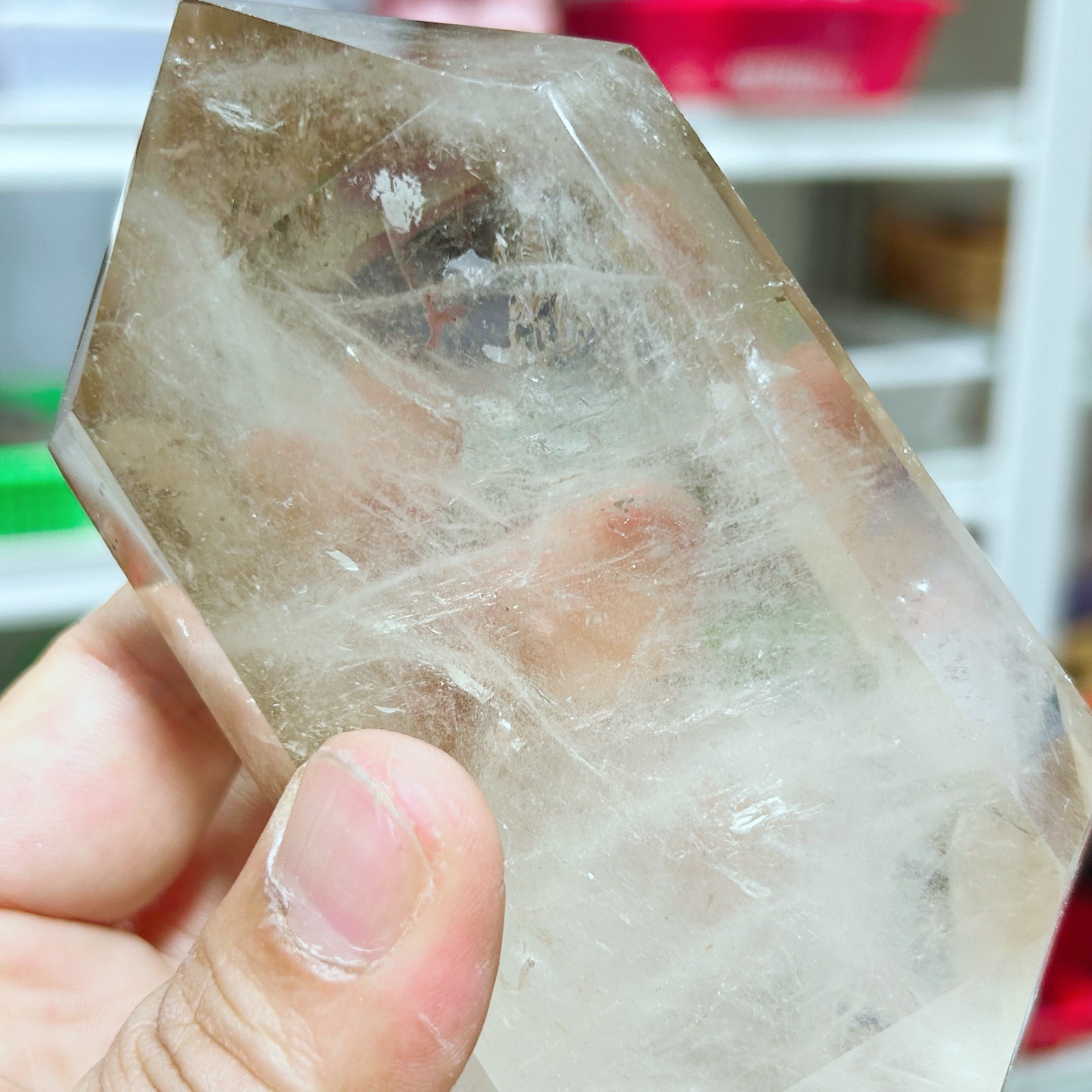 1.17LB Natural Smoky Quartz Obelisk Crystal Double Point Healing G7726