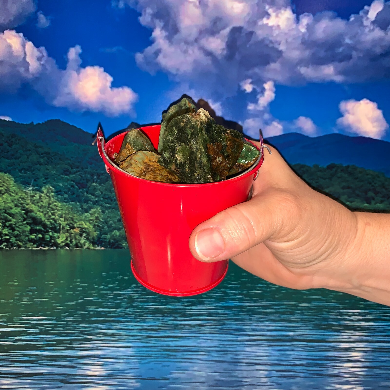 Bucket Full of Chrysoprase Rough + FREE faceted gemstone – Pick Bucket Color