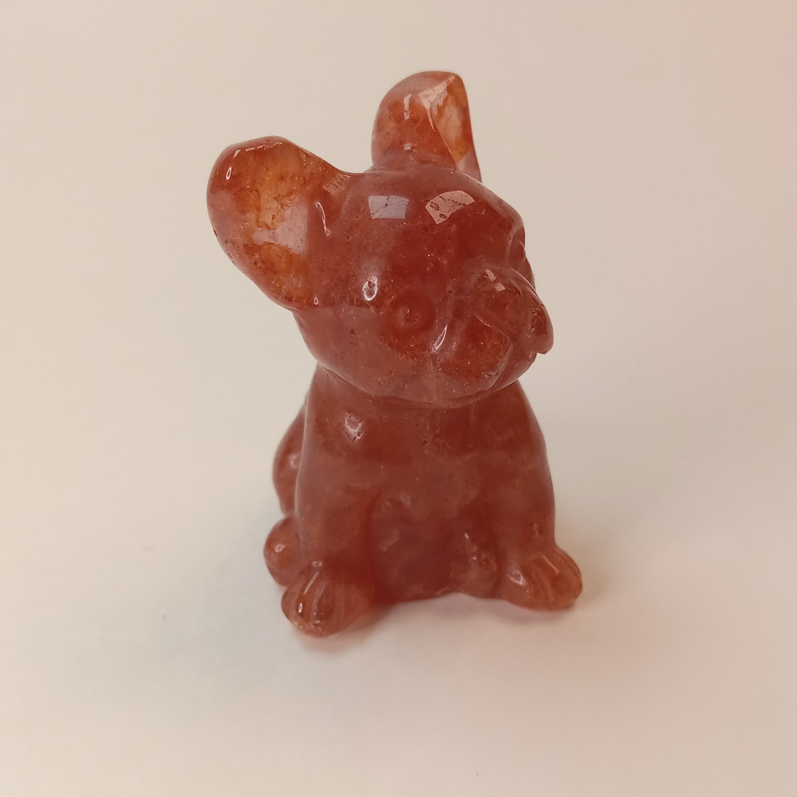 French Bulldog Carving in Golden Healer Quartz 54g Crystal Figurine I8