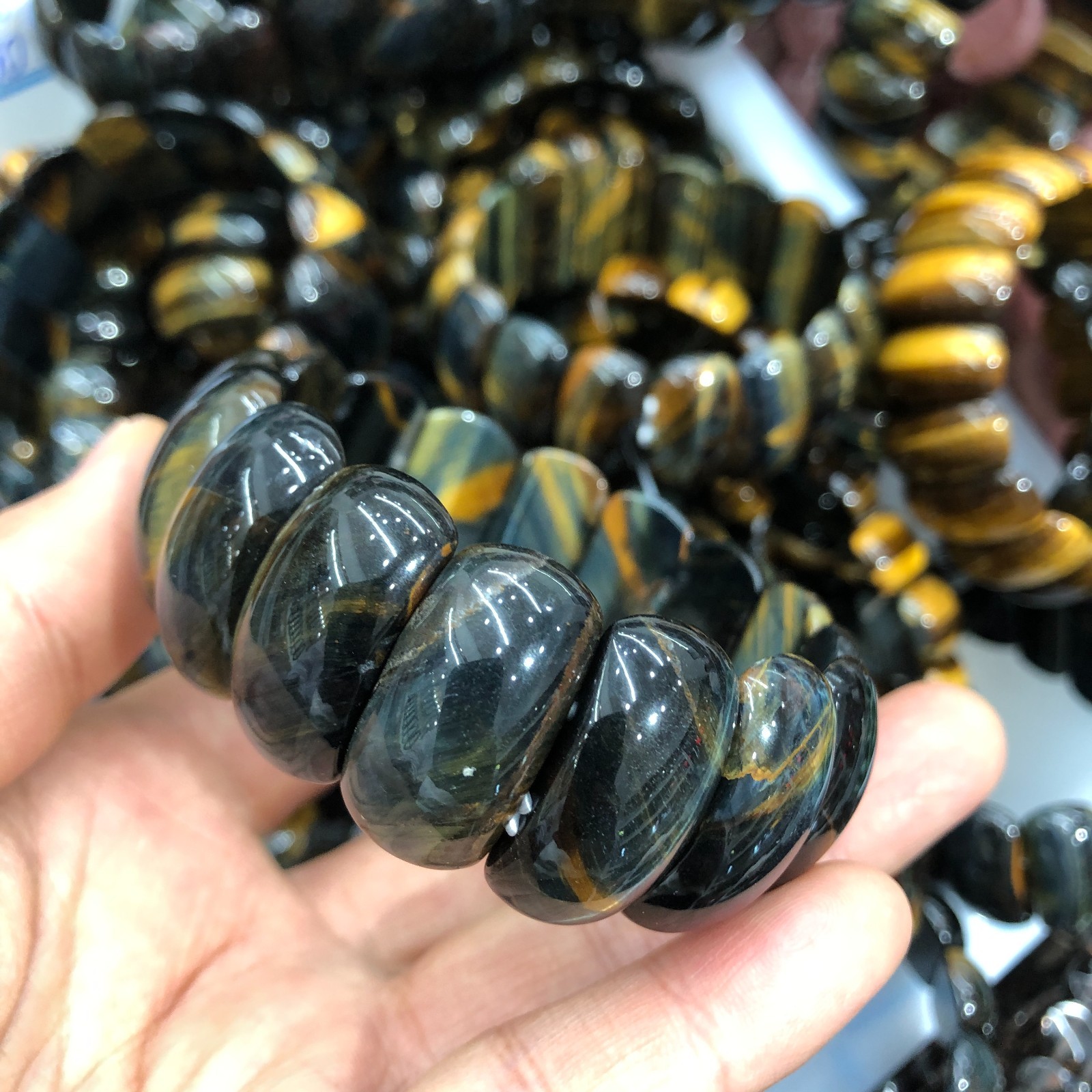 1Pcs Natural Tiger’s Eye Stone Bracelet Brown Gemstone Stretch Bracelet Handmade