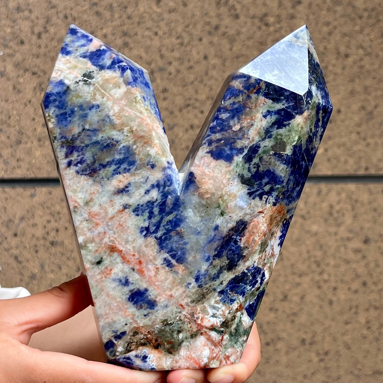 Blue Sodalite Double Terminated Point Crystal Specimen Mineral Display 3.5 lb