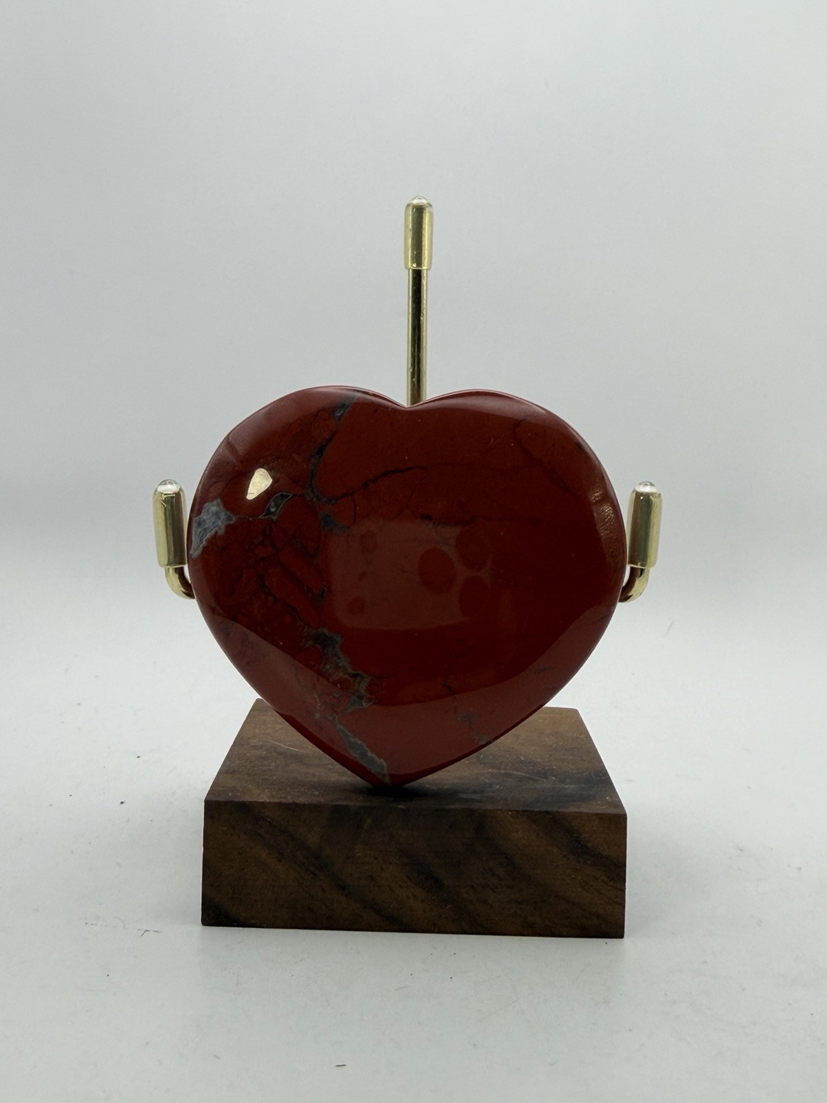 Polished Red Jasper Heart, Brecciated Stone Palm Heart ~2.75in, No Stand