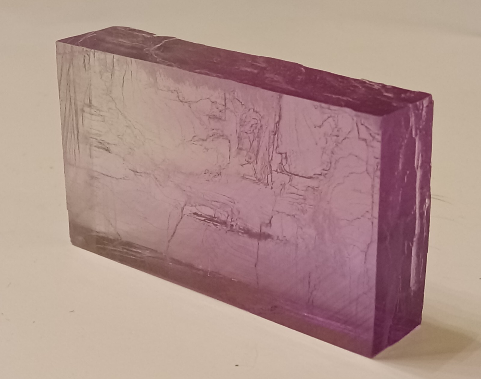 PURPLE HALITE CRYSTAL. Rectangle Shape. Transparent & Clear. 22 grams. 110 ct.
