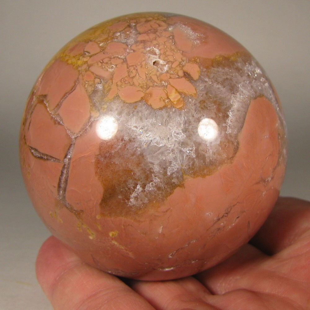 2.7″ PINK AGATE Polished Gemstone Sphere Ball w/ Stand – Brazil – 69mm