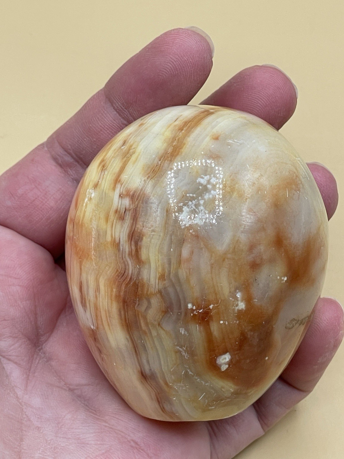 Orange Banded Agate Egg No Stand Has Blemishes 300g