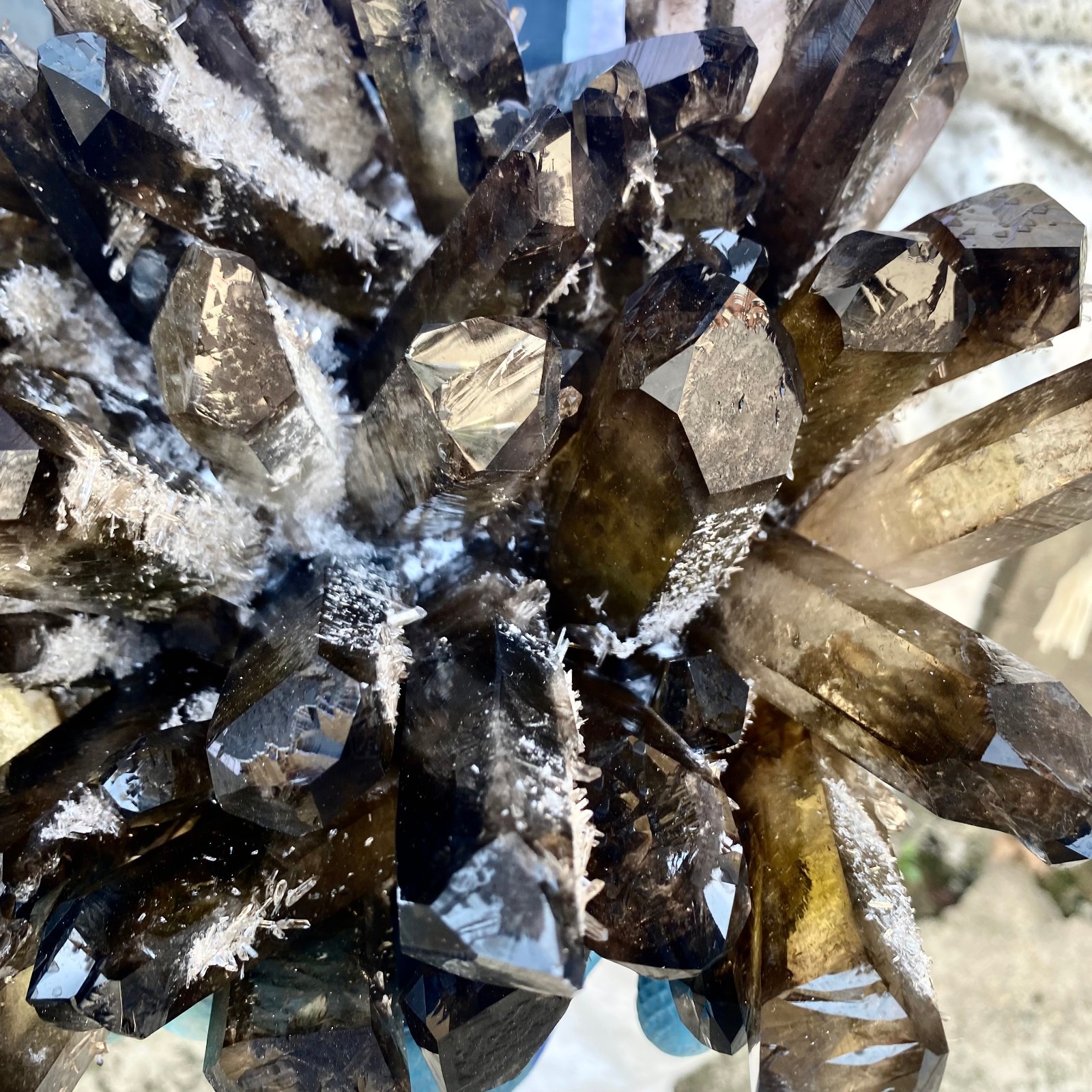 15.43LB New Find black Phantom Quartz Crystal Cluster Mineral Specimen Healing