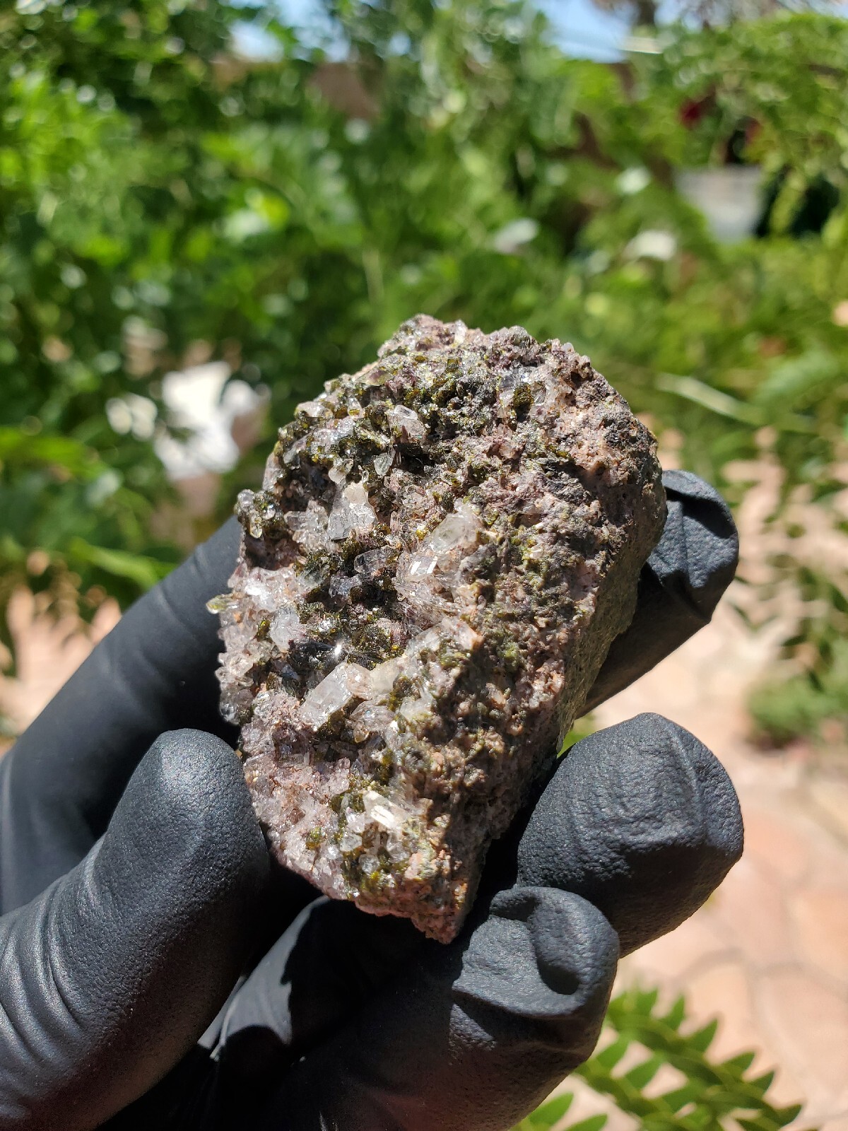 46g Natural Epidote, Super Sparkly Green Epidote with Quartz Specimen B88