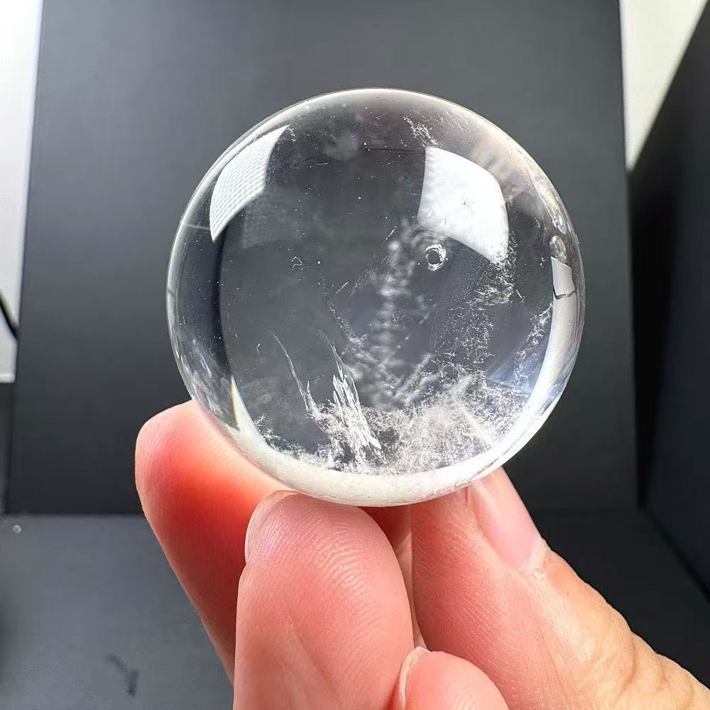 38mm Natural clear crystal Sphere Blue needle Quartz ball Healing Reiki energy