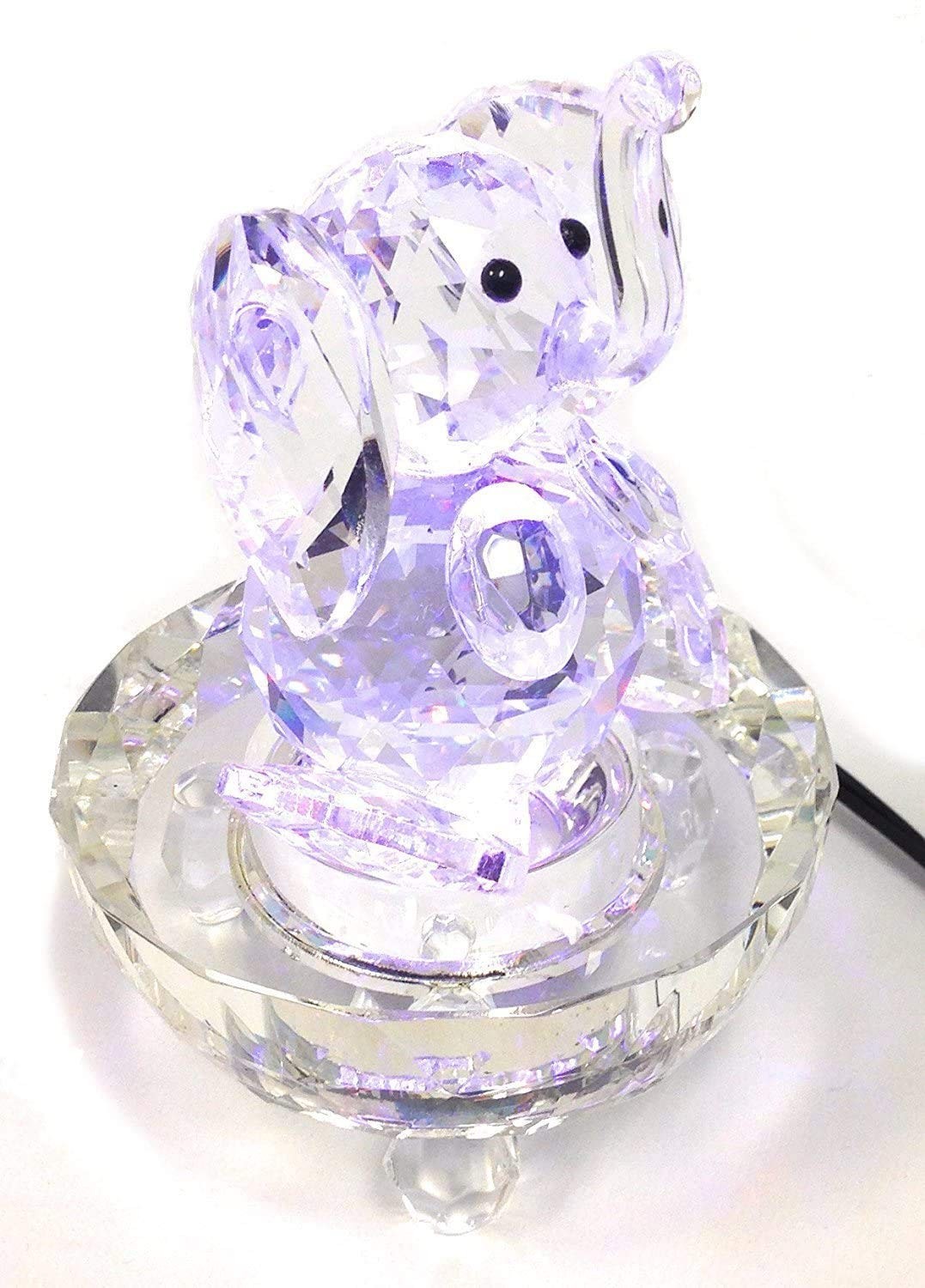 Round Crystal Display Stand 3″ x 3″ x 2″ – 4 Color LED Light Base