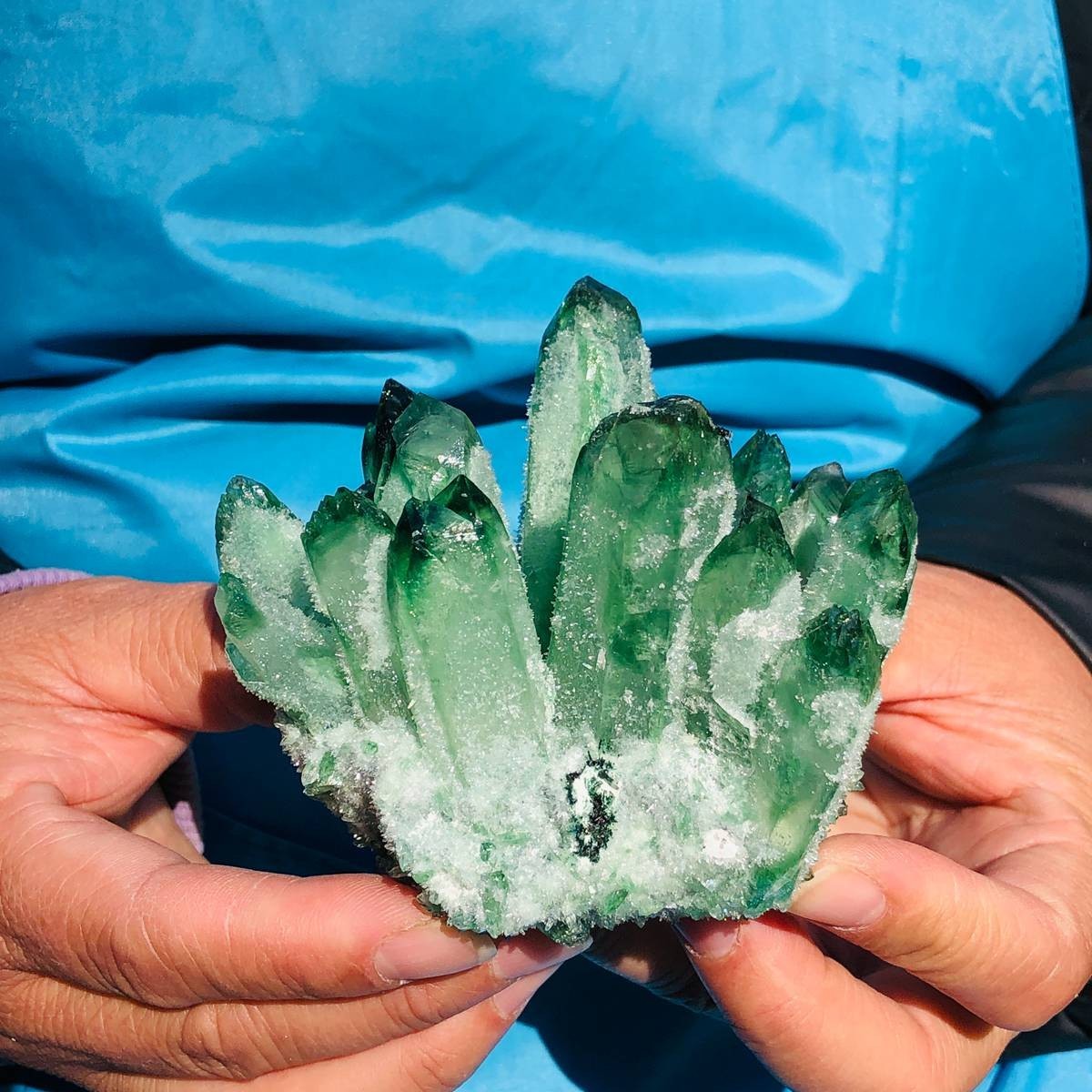3 piece Lab-Grown Green Crystal Clusters Healing Energy Home Decor 2.53LB