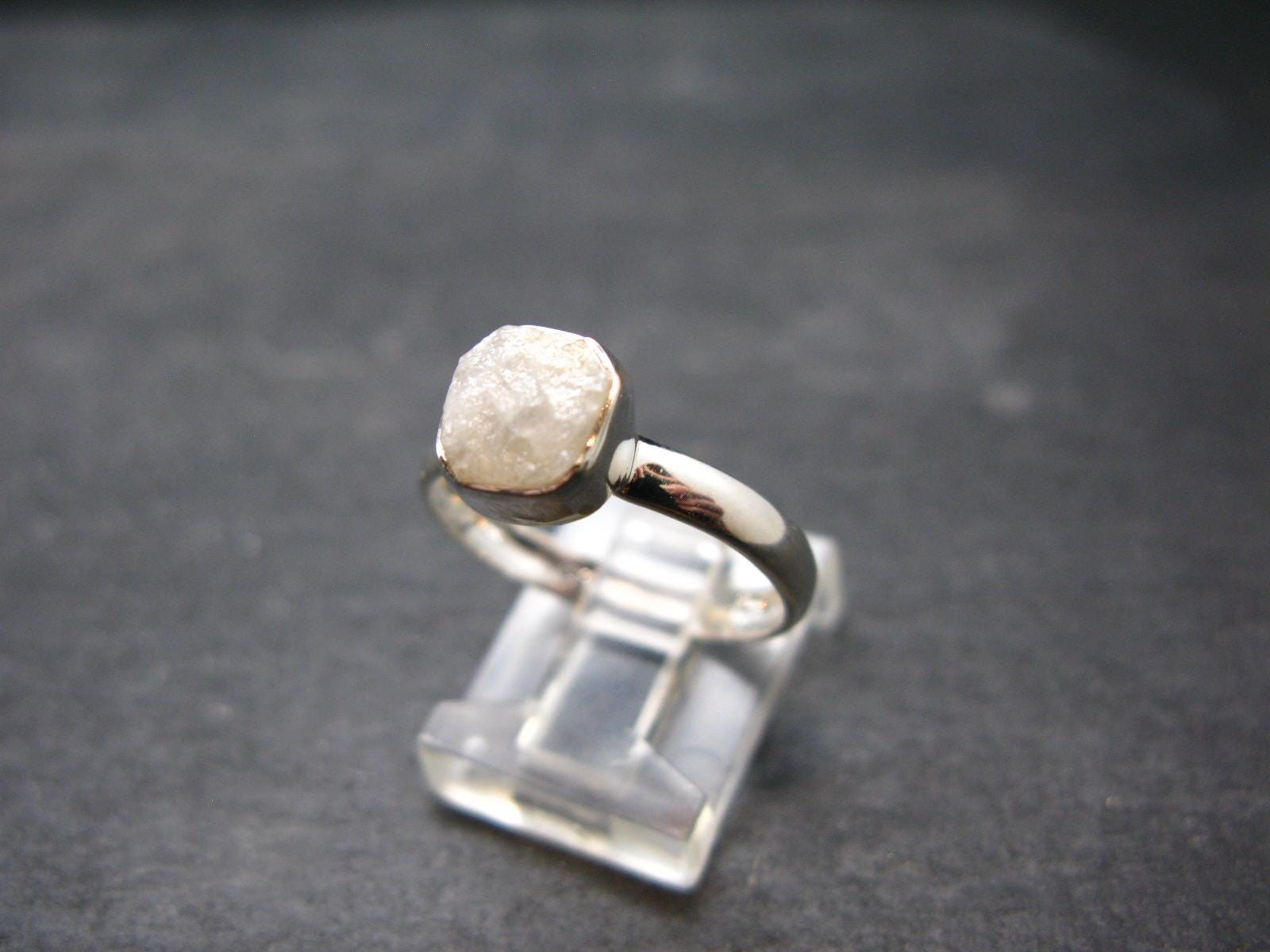 Very Rare White Cryolite 925 Silver Ring from Greenland – Size 8 – 2.0 Grams