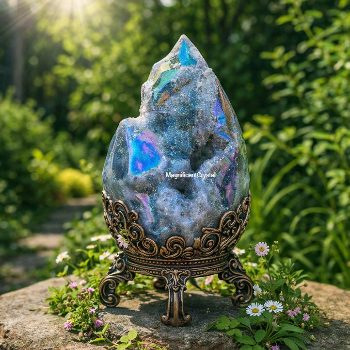 Natural Rainbow Angel Aura Sphalerite Titanium Flame Tower Healing Crystal Stone