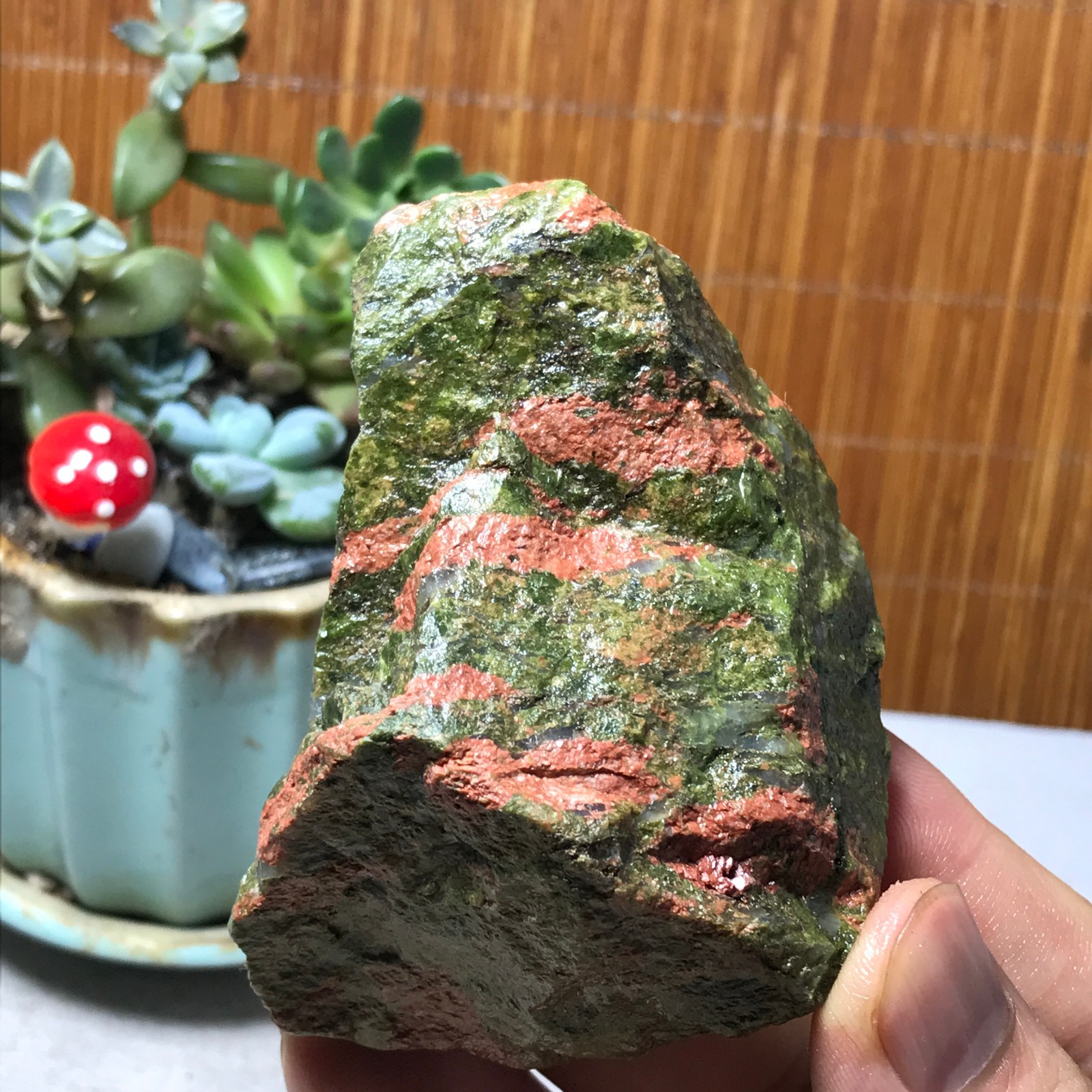 213g Natural Unakite Crystal gemstone Rough Mineral Specimen healing A6356
