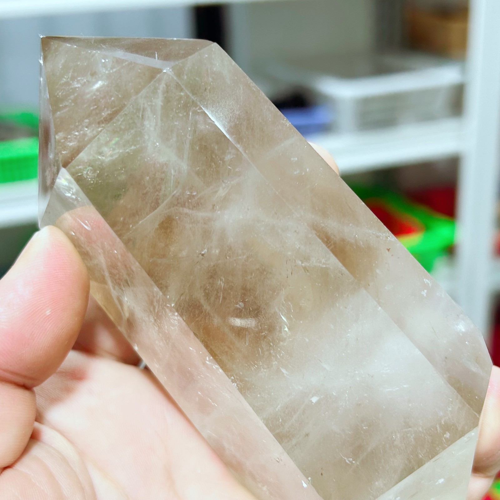 1.17LB Natural Smoky Quartz Obelisk Crystal Double Point Healing G7726