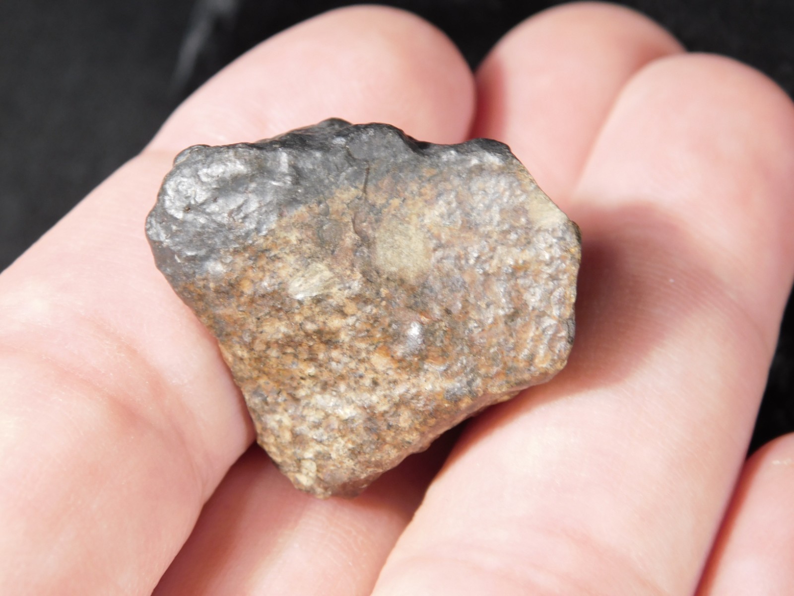 Small Stony METEORITE With Dark Fusion Crust 100% Natural Fell in Libya 16.7gr
