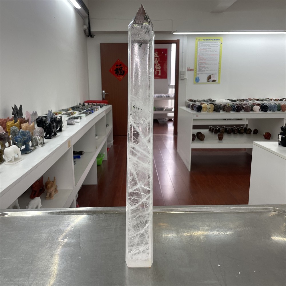 5.1LB 20.2″ Natural A+++ Clear Quartz Obelisk Tower Crystal Decor Reiki Heal