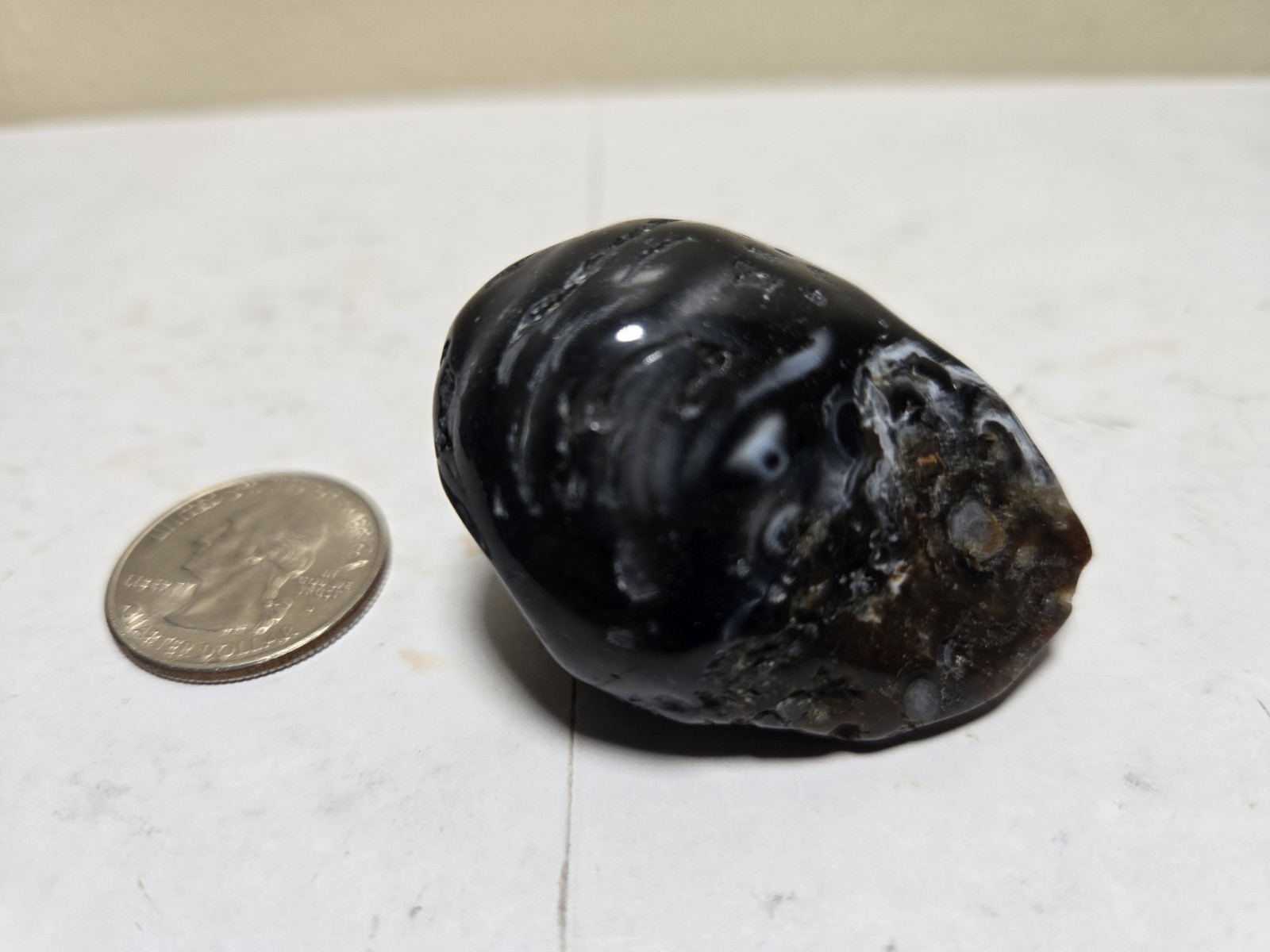 Enhydro Fluid Inclusion Agate Quartz Water Inside, Medium Pocket! Video! 46.8g