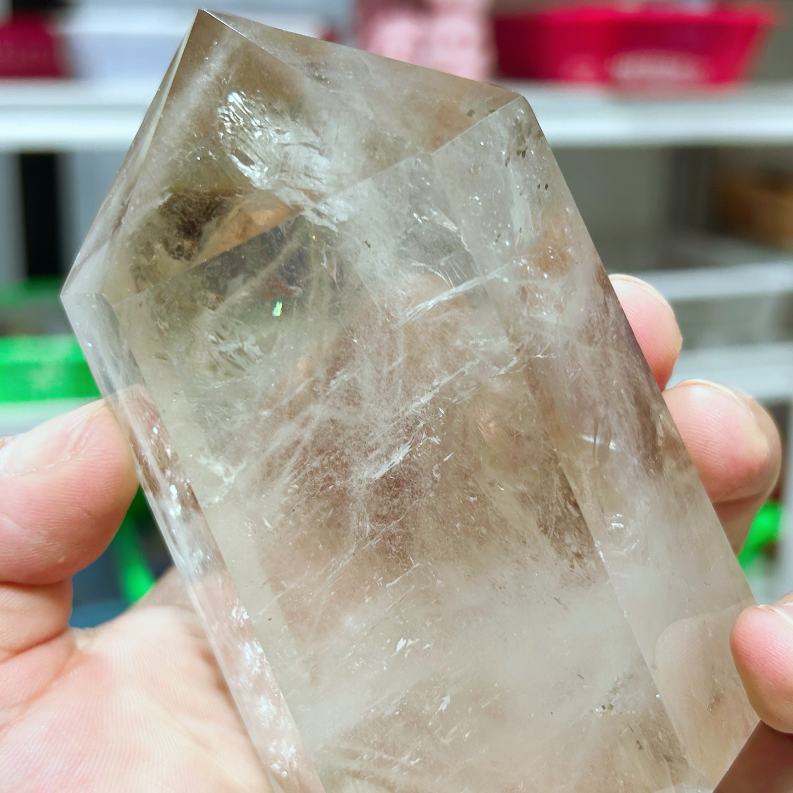 1.17LB Natural Smoky Quartz Obelisk Crystal Double Point Healing G7726