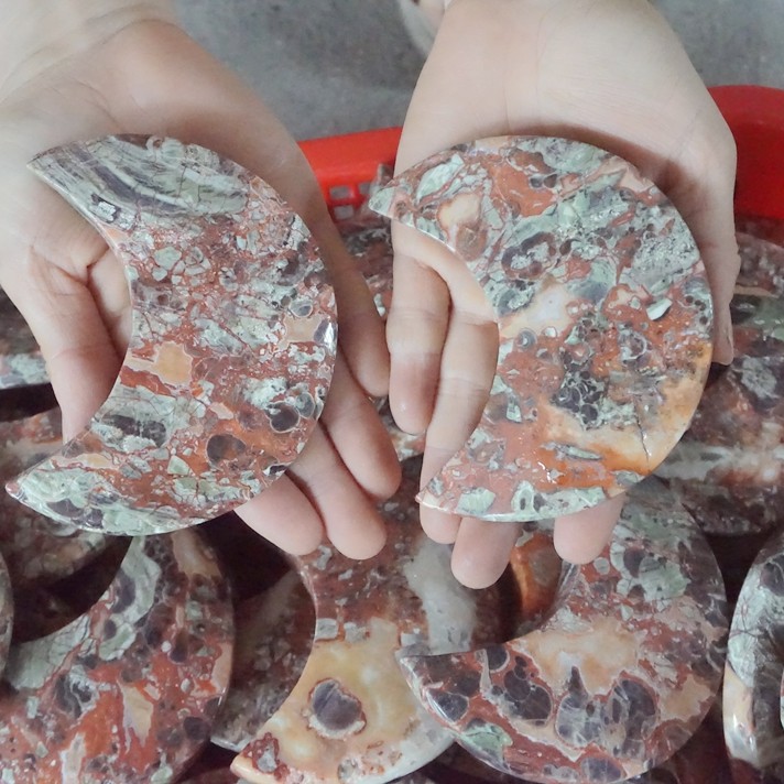 10Pcs Natural Money Agate Wealth Abundance Crystal Moon Chakra Stone Healing