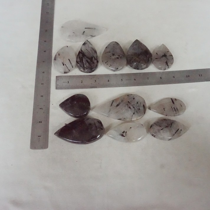 2.2LB 12Pcs Natural Black Hair Tourmaline Quartz Crystal Water Drop Healing