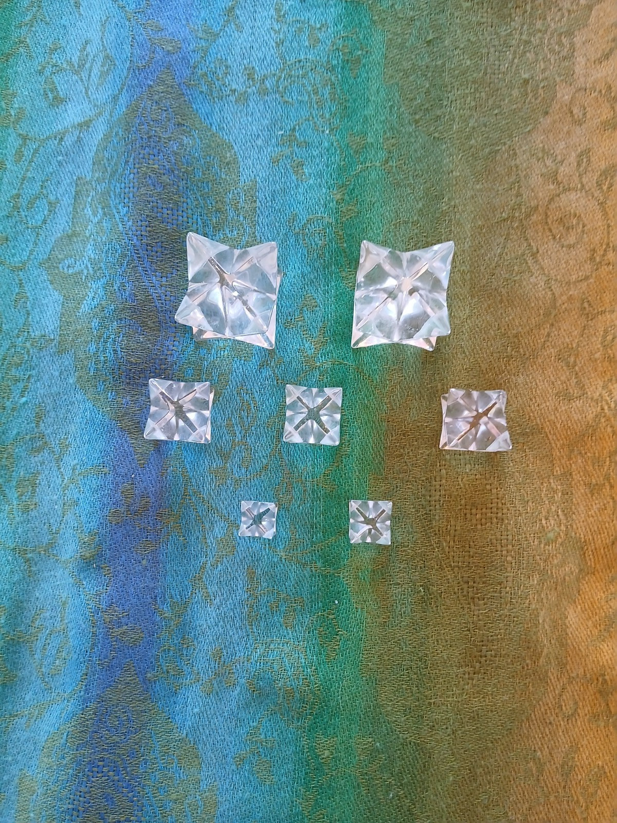 Set of 7 Clear Quartz Sacred Geometric Stones