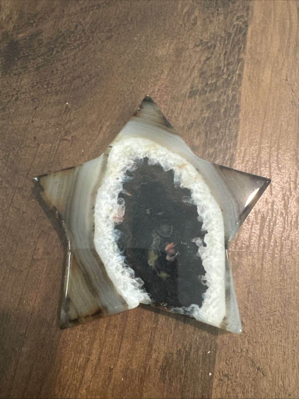 Sardonyx Crystal Star On Metal Stand With Druzy 115 Grams 3.5”