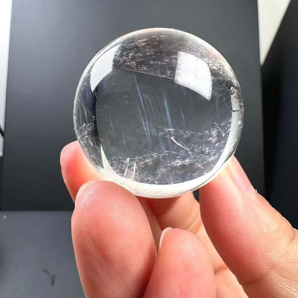 38mm Natural clear crystal Sphere Blue needle Quartz ball Healing Reiki energy