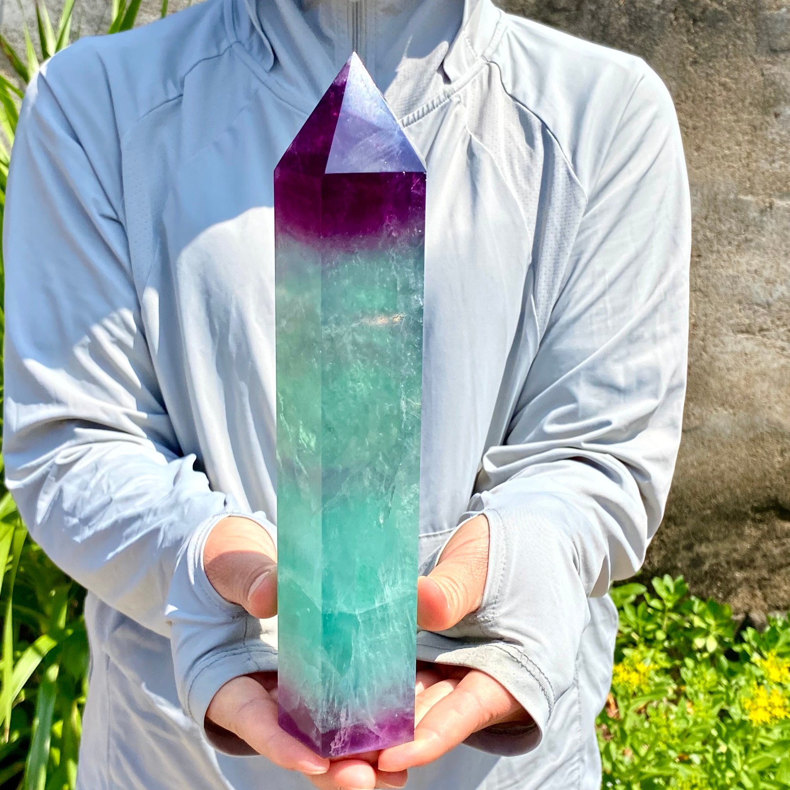 3.28LB Natural Fluorite Crystal Column Magic Wand Obelisk Point Earth Healing