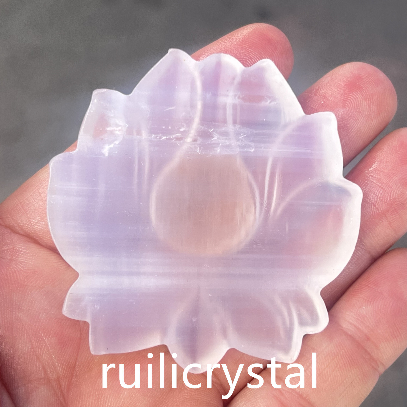 3 ” Natural Gypsum Quartz Hand Carved flower Skull Crystal Healing 1pc