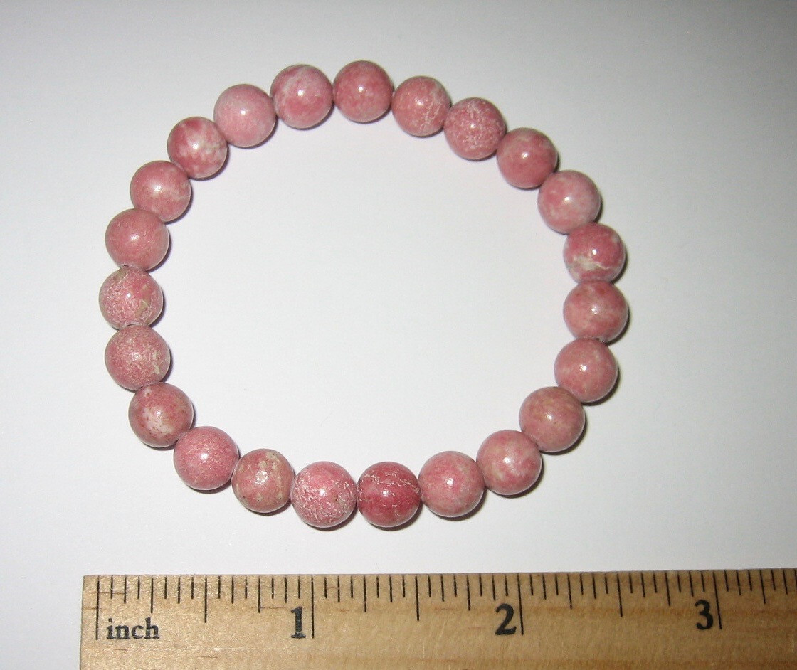 7″ POLISHED 8mm ROUND THULITE STONE MINERAL STRETCH BRACELET NORWAY 19.2grams *2